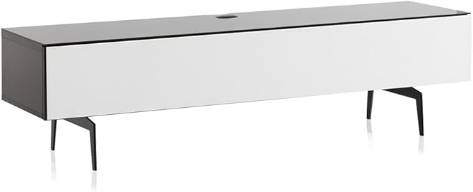 SONOROUS ST-360 Premium TV Stand for Living Room โ Modern TV Stands & Entertainment Center with Storage โ Black Glass & White Wood Cover โ Luxury Media Console with Metal Legs for TVs up to 75 inches