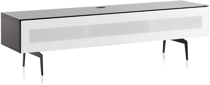 SONOROUS ST-360 Premium TV Stand for Living Room โ Modern TV Stands & Entertainment Center with Storage โ Black Wood & White Glass Cover โ Luxury Media Console with Metal Legs for TVs up to 75 inches