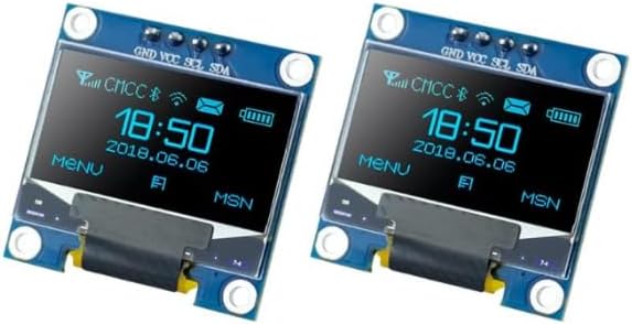 2 PCS 0.96 Inch OLED I2C IIC Display Module 128x64 Pixel SSD1306 Mini Self-Luminous OLED Screen Board for Arduino Raspberry Pi (2Pcs-Blue and Yellow)