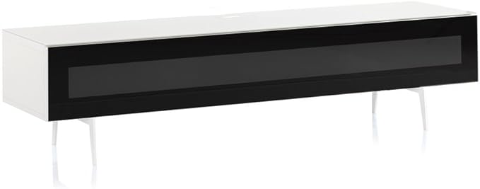 SONOROUS ST-360 Premium TV Stand for Living Room โ Modern TV Stands & Entertainment Center with Storage โ White Wood & Black Glass Cover โ Luxury Media Console with Metal Legs for TVs up to 75 inches