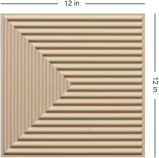 From Plain To Beautiful In Hours 9004 Depth Tier PVC 12 in x 12 in Peel and Stick Wall Panels (Covers / 10 sq.ft), Dairy Cream, 10 Piece