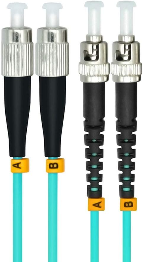 Jeirdus 2Meters 6ft FC to ST Duplex 50/125 10G OM3 Multi-Mode Fiber Optic Cable Jumper Optical Patch Cord FC-ST