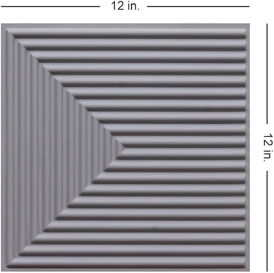From Plain To Beautiful In Hours 9004 Depth Tier PVC 12 in x 12 in Peel and Stick Wall Panels (Covers / 10 sq.ft), Milky Grey, 10 Piece