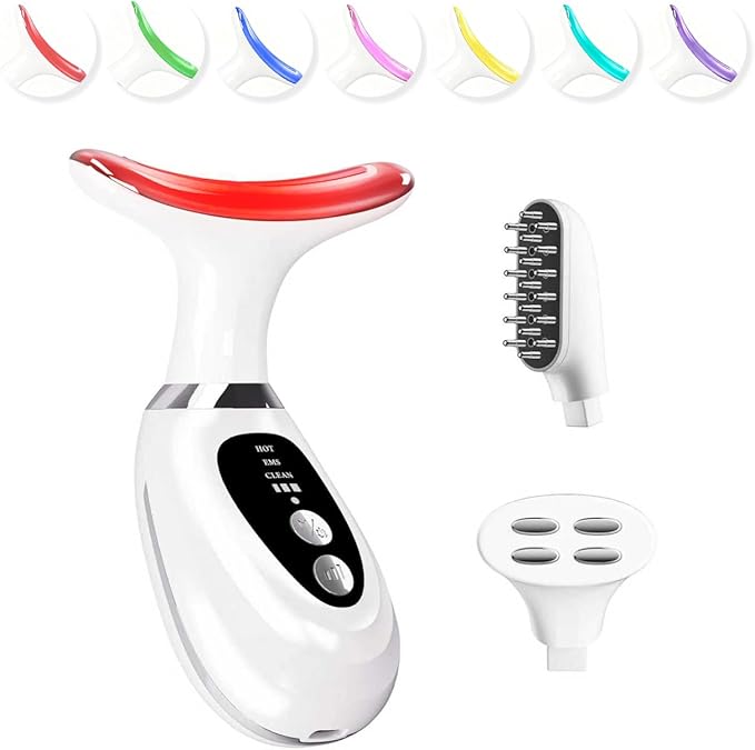 erdnretl Multi-Functional-Red-Light-Therapy-for-Face and Neck-Eye-Head Massager,7 Colors Skin Rejuvenation Lifting Facial Massager for Toning,Glow Boost,Wrinkle&Dark Circle Reducer (Black)