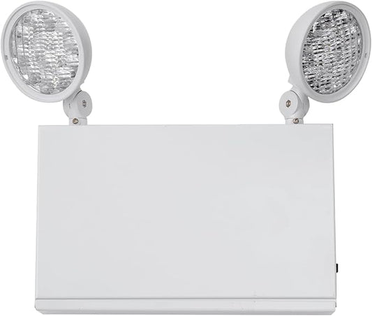 TANLUX New York City Approved Emergency Light, Emergency Lights with Battery Backup, White Steel Housing, AC 120/277V, Two Heads