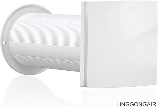 LINGGONGAIR Room Ventilation Fan 4-inch 5W EC Motor, Two-Way Wall Exhaust Fan with Ceramic Filter & Reversible Remote, Suitable for Home, Attic, Garage, Company, and Air Circulation