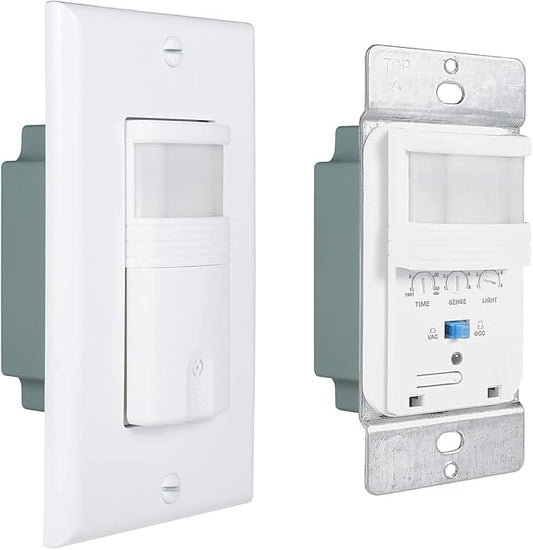 EverElectrix 10 Pack Motion Sensor Light Switch, Neutral Wire Required, Single Pole Only (Not 3-Way), Indoor in-Wall Occupancy Sensor with Wall Plate, Adjustable Timer, Title 24, UL Certified, White
