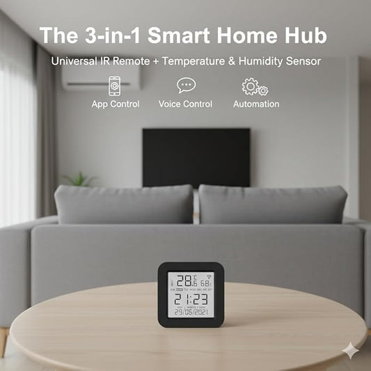 Toyanc Universal Remote Hub: WiFi IR Blaster with Built-in Temp & Humidity Monitor - Smart Home Automation for Air Conditioner, TV, & Audio - Compatible with Smart Life, Tuya, Alexa & Google