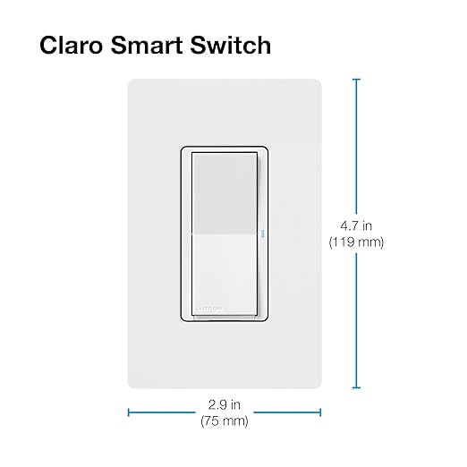 Lutron Claro Smart Light Switch for Caseta Lighting, for LED Lights, Fans, 5 Amp, Single-Pole/3-Way, Neutral Required, DVRF-5NS-GR, Gray