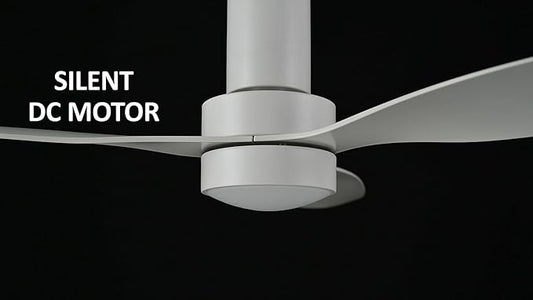 SMAAIR 52 Inch Ceiling Fan with Light and Remote Control, Flush Mount Ceiling Fans with Lights, Reversible, Noiseless DC Motors, Dimmable, Indoor Ceiling Fan for Bedroom, Living Room, White