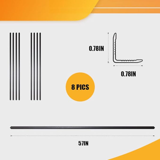 OUZUGIE 8-Pack 57 Inches, WPC Slat Wall Panel Trim,Corner Guard for High Grille (Black)