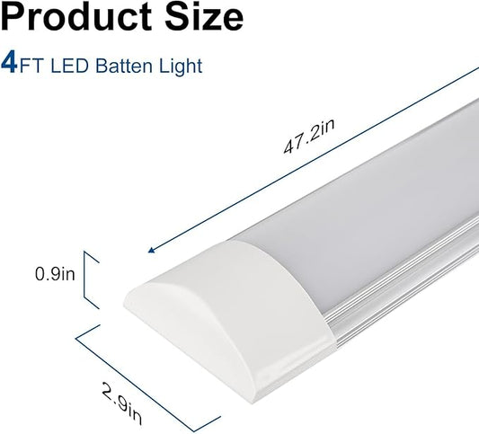 colmeguna 1 Packs 4FT LED Batten Light, Ultra-Thin Ceiling Surface Mounted Light, 40W, 4000K, IP20, LED Ceiling Lamp for Garage, Shop, Hallway, Office, Market, ver.2