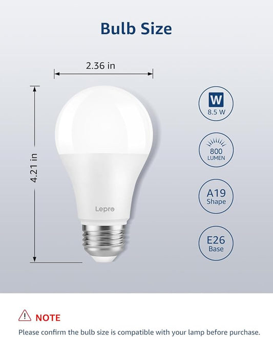Lepro B1 AI Smart Light Bulbs - RGBWW Color Changing LED Bulb Works with Alexa & Google Assistant, AI Voice Control, Music Sync, A19 E26 Base, 8.5W 800Lumen, 2.4GHz WiFi & Bluetooth, 1 Pack(NO Remote