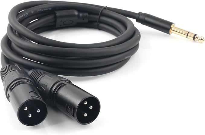 SiYear Profession 6.35mm (1/4inch) TRS Male Plug to 2 Dual XLR Male Microphone Stereo Unbalanced Audio Converter Adapter Y Splitte Cable Cord (5FT/1.5M