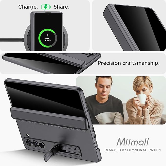 Miimall for Galaxy Z Fold 6 Case with Privacy Screen Protector, Built-in Adjustable Kickstand & Magnetic Hinge & Upgraded Camera Protection All-Inclusive Protective Cases for Galaxy Z Fold 6 5G Grey