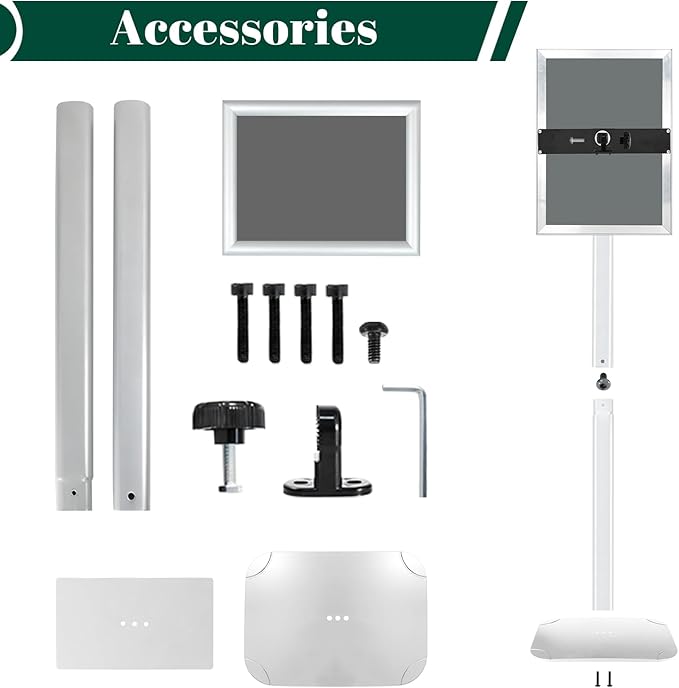 Mutualsign 3Pcs Heavy Duty Pedestal Sign Holder for Display, 11 x 17 inches Adjustable Floor Standing Sign Holder with Weighted Base , Sign Stand for Indoor/Outdoor Advertising,Silver