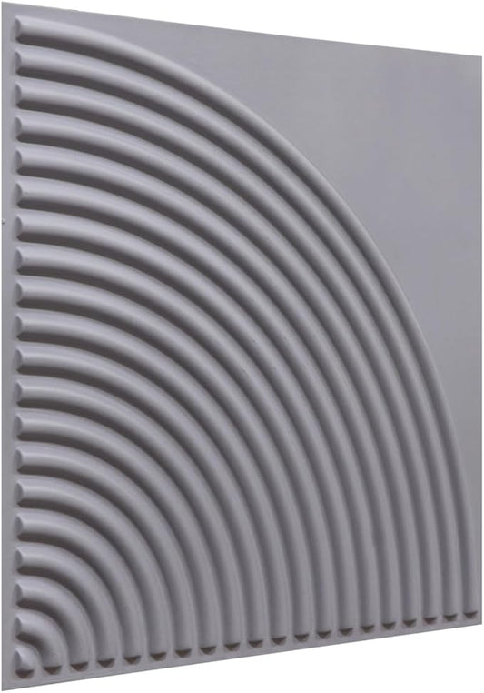 From Plain To Beautiful In Hours 9002 Arc Swell PVC 12 in x 12 in Peel and Stick Wall Panels (Covers / 10 sq.ft), Milky Grey, 10 Piece