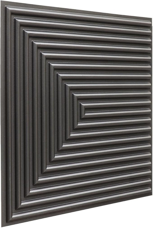 From Plain To Beautiful In Hours 9004 Depth Tier PVC 12 in x 12 in Peel and Stick Wall Panels (Covers / 10 sq.ft), Metallic Grey, 10 Piece