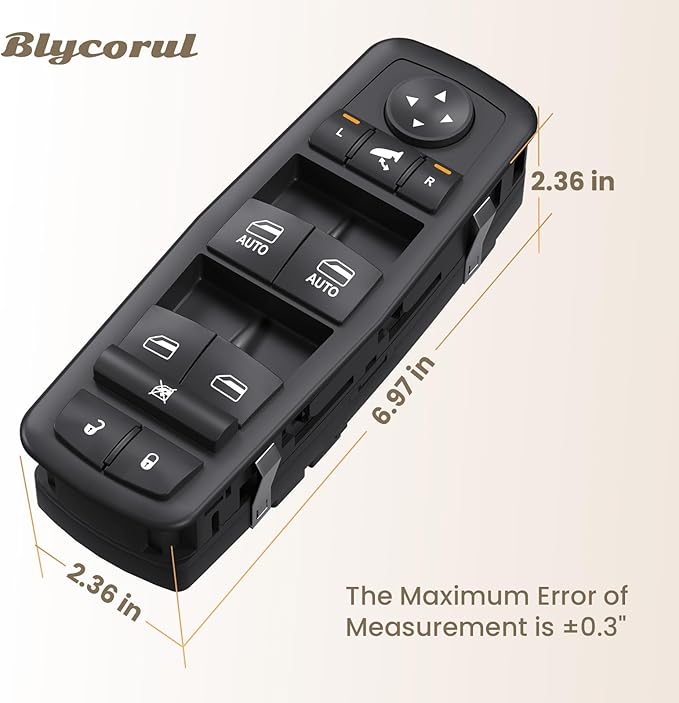 Blycorul Master Power Window Switch Driver Side with 3+9 Pins Replacement for 2012-2015 Dodge Grand Caravan,2013-2015 Ram 1500 2500,2015 Ram 3500,2012-2015 Chrysler Town&Country, Replaces 68110867AA