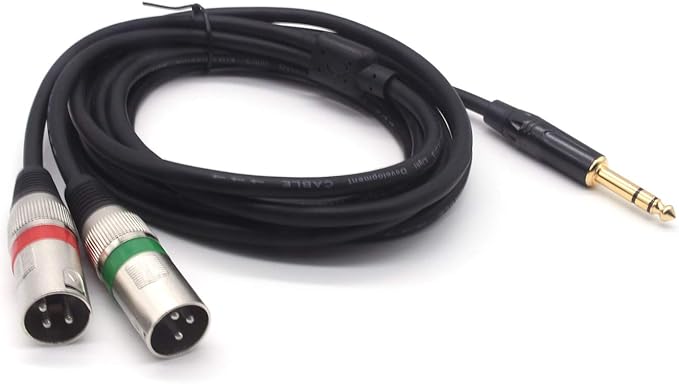 SiYear 10FT 6.35mm (1/4inch) TRS Male Plug to 2 Dual XLR Male Stereo Unbalanced Y Splitter Patch Microphone Cable Cord (3M)