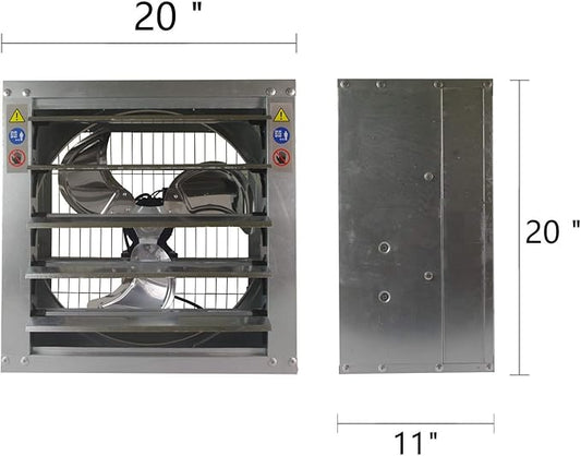 GRELWT 20" Wall Mounted Exhaust Fan - Ventilation Fans - Automatic Shutter - Vent Fan For Home Attic, Shed, or Garage Ventilation, 3869 CFM, 5158 SQF Coverage Area