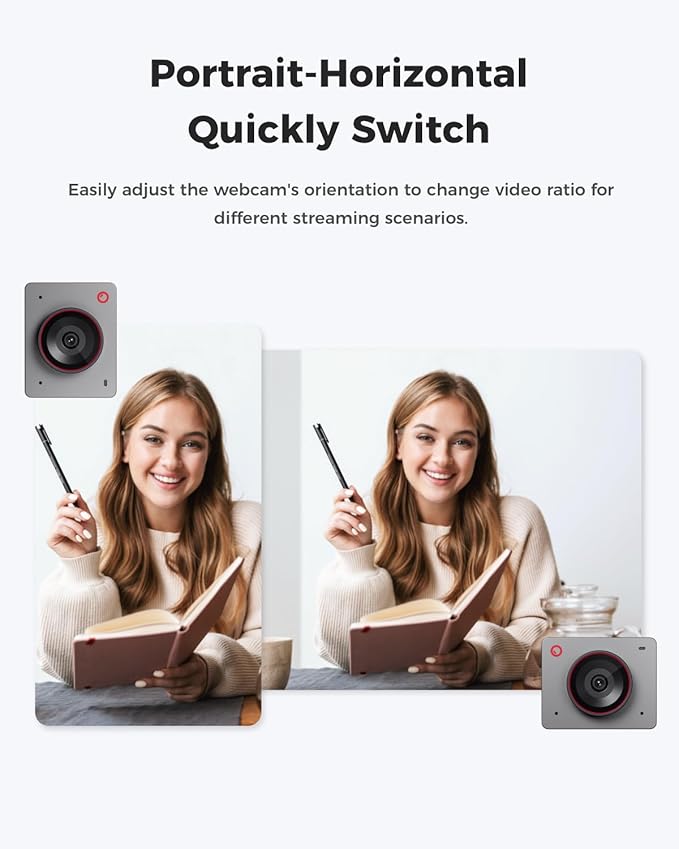 OBSBOT Meet 2-4K Webcam for PC with 1/2" Sensor, AI Framing & Autofocus, Beauty Mode, Lightweight, Gesture Control, HDR, Dual Microphone, 60 FPS, Web Cam for Streaming, Meeting, Gaming. (Space Grey)