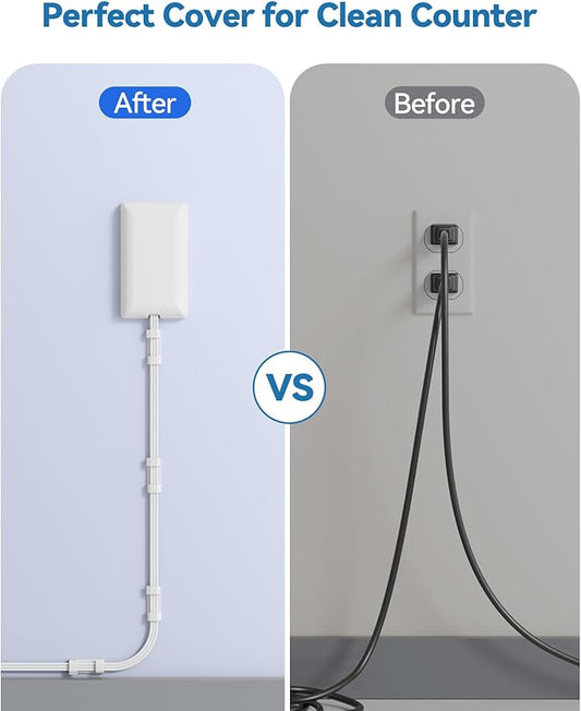25FT Extension Cord with Outlet Cover & Multi USB, Ultra Thin Outlet Concealer with Cord & 12AC Outlet 6 USB (24W/4.8A), Charging Station for Multiple Devices, for Behind Wall Furniture Couch TV