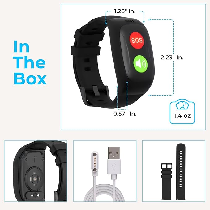 SecuLife SOS Wristband,Fall Detection, GPS Safety Bracelet for Seniors โ SOS Button, Geo-Fencing, 2-Way Calling & Caregiver Tracking โ Medical Alert Device, Simple & Reliable Alert System