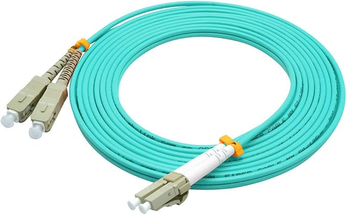 Jeirdus 10 Meters 33ft LC to SC Duplex 50/125 10G OM3 Multi-Mode Fiber Optic Cable Jumper Optical Patch Cord LC-SC