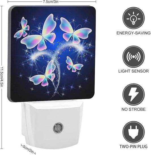 YKJAHSD Butterfly Night Light, Plug into Wall Decor Nightlights for Bedroom, Bathroom, Hallway, Kitchen, with Dusk to Dawn Light Auto Sensors LED Night Lights for Boys Girls Women Men Room Gifts