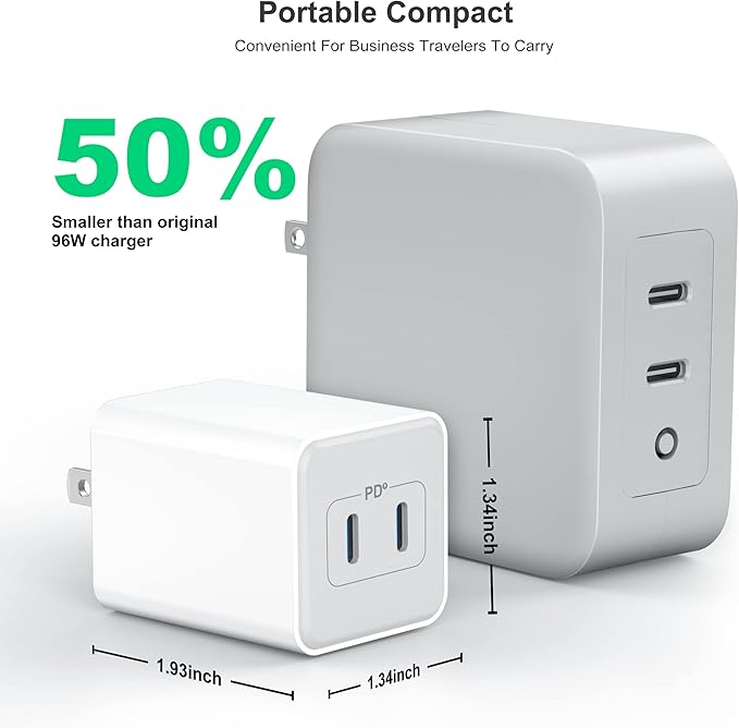 USB C Wall Charger 40W, 1 Pack Dual Port 20W PD 3.0 Type C Fast Charging Block, Durable Compact Power Adapter for iPhone 11/12/13/14/15/16/17 Pro Max, AirPods4,watch10 ultra2