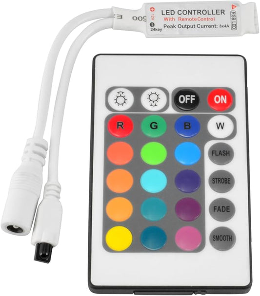 ABI Inline IR Controller with 24 Key Remote for 12V RGB LED Strip Light (5-Pack)