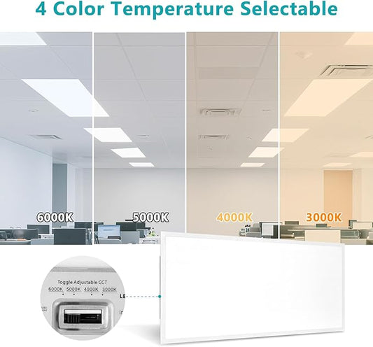VocgoUU 2x4 LED Flat Panel Light for Drop Ceiling, 6600LM, 0-10V Dimmable, 40W/50W/60W Selectable, 4CCT 3000K/4000K/5000K/6000K, ETL Listed, 100-277V, 4 Pack