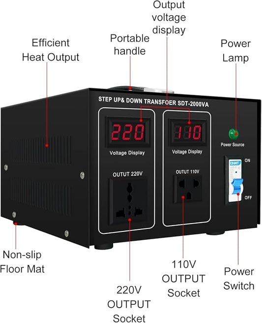 Step UP/Down Transformer 220v to 110v, 2000W 110 to 220 Voltage Converter 120v to 240V Heavy Duty Power Transformer