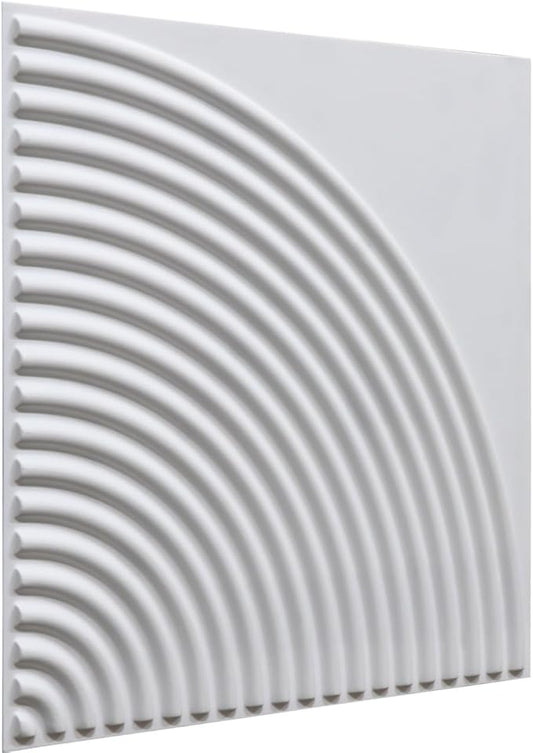 From Plain To Beautiful In Hours 9002 Arc Swell PVC 12 in x 12 in Peel and Stick Wall Panels (Covers / 10 sq.ft), White Matte, 10 Piece