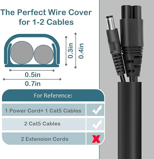 ZhiYo Wire Covers for 2 Cords, Cord Hider on Wall Mounted, 68in Cord Cover Kit, Cable Cover Paintable, Cable Concealer for Extension Cord/Ethernet Cable/Speaker Wire Hider, Black W0.7in H0.4in