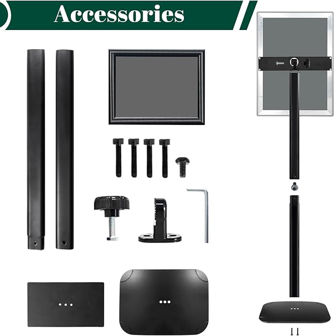 Heavy Duty Pedestal Sign Holder for Display, 11 x 17 inches Adjustable Floor Standing Sign Holder with Weighted Base , Vertical and Horizontal View Sign Stand for Indoor/Outdoor Advertising,Black