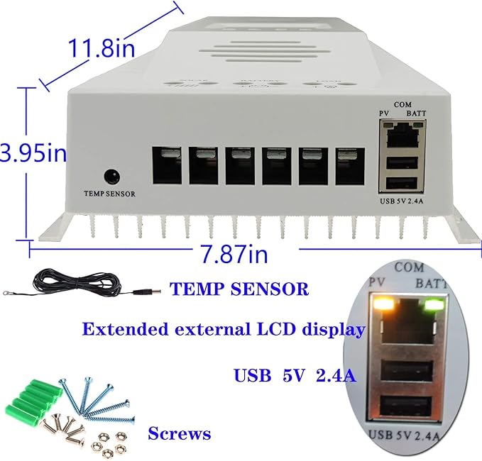OOYCYOO MPPT Charge Controller 100 amp 12V/24V Auto, 100A Solar Panel Charge Regulator with Blacklight LCD Display Max 100V for Lead-Acid Sealed Gel AGM Flooded Lithium Battery(+1.5M LCD485)