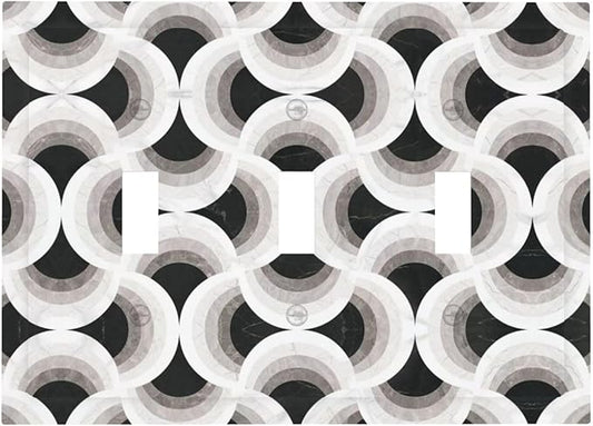 Bvtewkhz Black/White Art Marble 3 Gang Triple Toggle Decorative Light Switch Covers Electrical Faceplate Switch Plates for Bathroom Kitchen Home