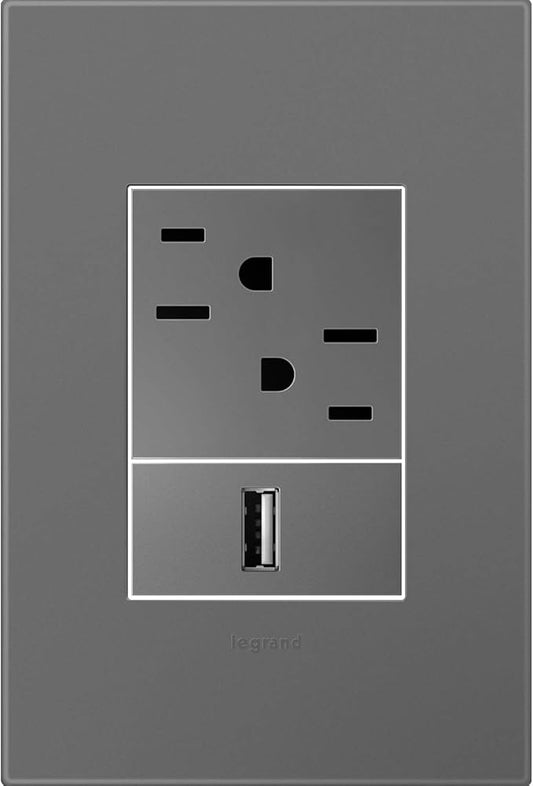 Legrand adorne Magnesium, 1-Gang + Wall plate, AWP1G3MG4
