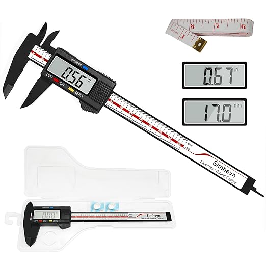 Simhevn Electronic Digital Caliper and Measuring Tape,6 Inch/150mm Digital Micrometer with Large LCD Screen, Easy Switch from Inch/mm,60 Inch/150cm Measuring Tape for All-Purpose Household