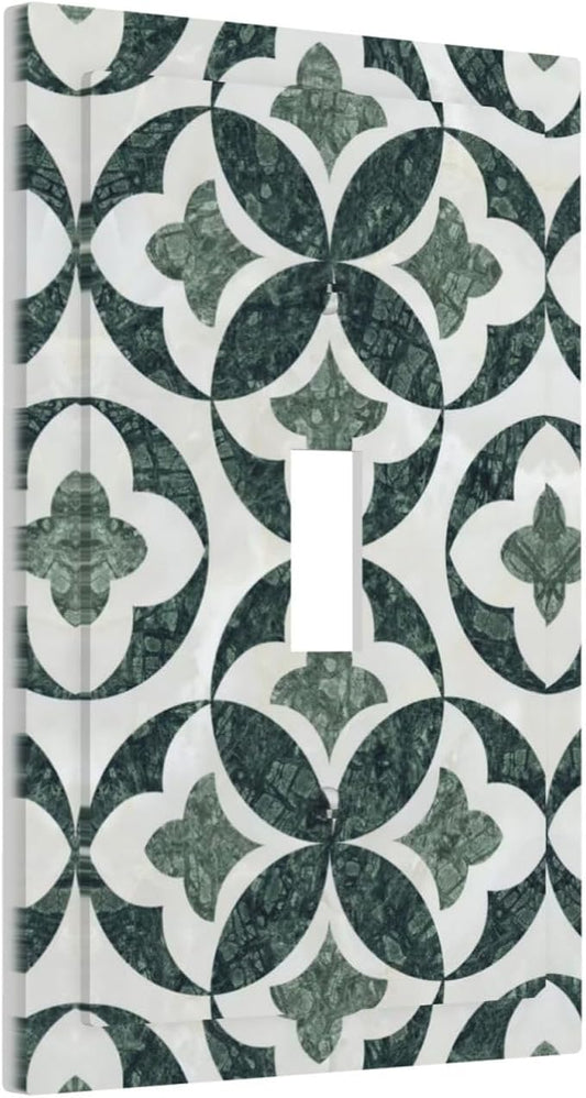 Bvtewkhz Green Luxury Modern Cubic Marble 1 Gang Single Toggle Decorative Light Switch Covers Electrical Faceplate Switch Plates for Bathroom Kitchen Home