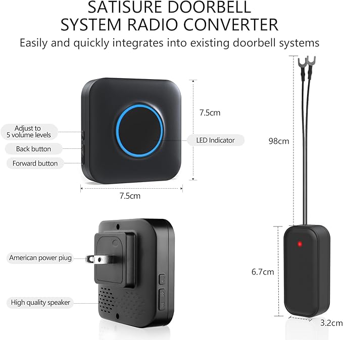 BITIWEND Wireless Doorbell Chime for Blink - Compatible with Blink Video Doorbell and Blink Video Doorbell (2nd Gen) with Wired Transmitter (1 Video Doorbell Extender 1 Receiver)