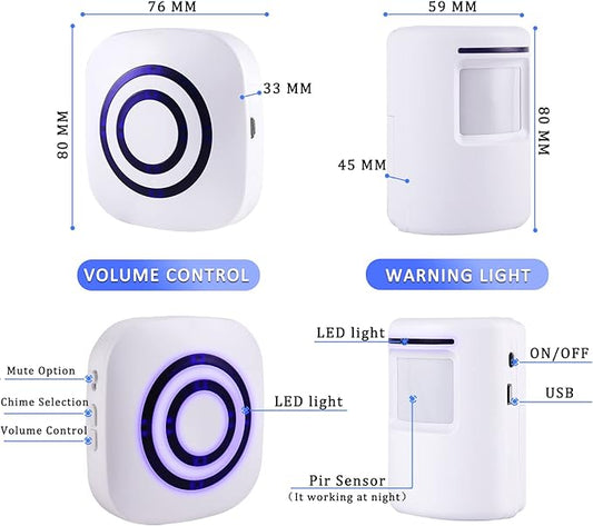 Shaogax Motion Sensor Alarm System, Wireless Home Security Driveway Alarm Indoor, Motion Detector Alert with 2 Sensor and 1 Receiver -38 Chime Tunes