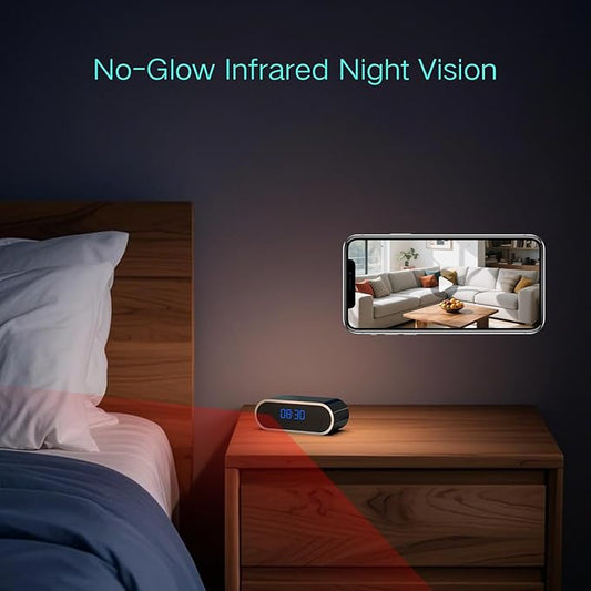 Ovolaptics 1080p Wireless WiFi Clock Video Camera-Home Security Device with Night Vision,Nanny Cam