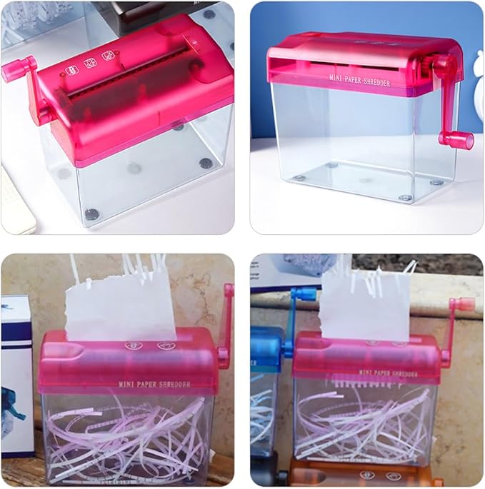 JOINPAYA Manual Desktop Paper Shredder Small Handheld Household Manual Shredder Portable Paper Cutting Tool for Home Office Use Red