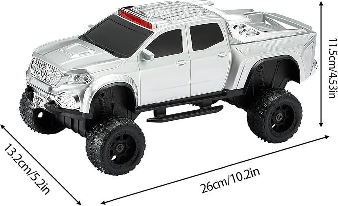 WSTER WS-X65 Pickup Truck Replica Bluetooth Speaker โ HD Sound, FM Radio, TWS Stereo, LED Party Lights, USB/TF Playback, Built-in Mic โ Cool Portable Car Design Speaker for Outdoors & Home (Silver)