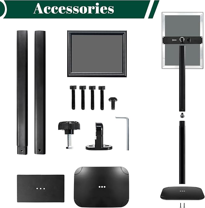 Heavy Duty Pedestal Sign Holder for Display, 8.5 x 11 inches Adjustable Floor Standing Sign Holder with Weighted Base , Vertical and Horizontal View Sign Stand for Indoor/Outdoor Advertising,Black