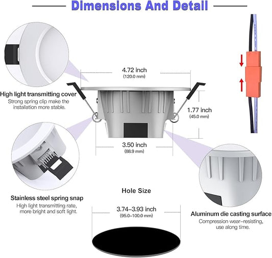 VANANCE 4" Smart Recessed Lighting 6 Pack, Dimmable, Multicolorred, 2700K~6500K, CRI80+, Color Changing Retrofit Bluetooth Mesh LED Ceiling Light, 4 Inch RGB Canless LED Downlight