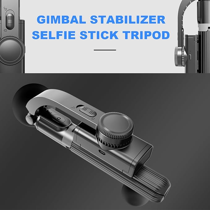 Gimbal Stabilizer for Smartphone ,with Retractable Selfie Stick and Tripod,1-Axis Multifunction Remote 360°Automatic Rotation, Auto Balance for iPhone/Android